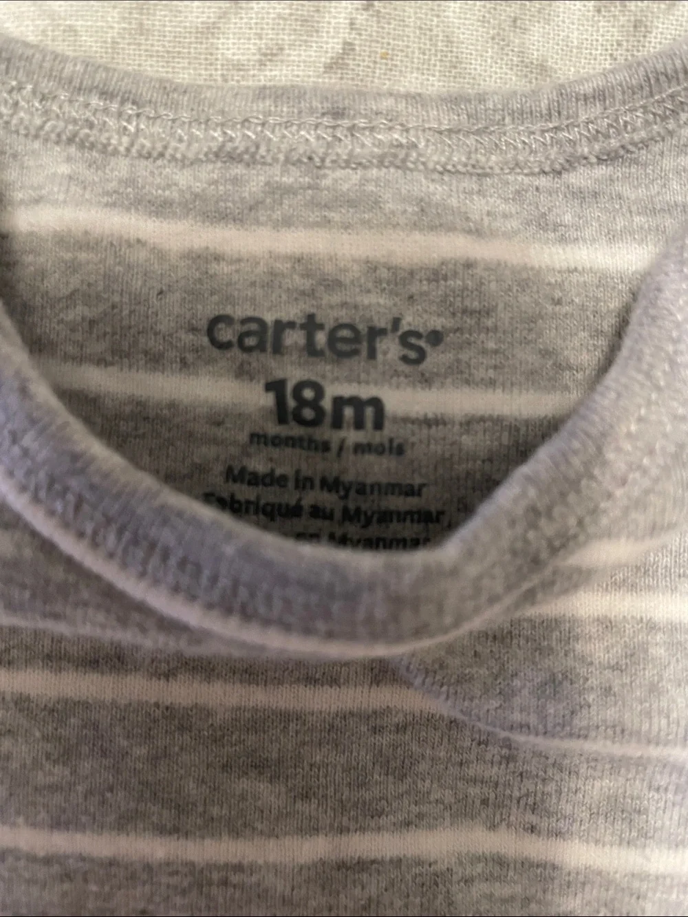 Carter's Gray and White Striped Dinosaur Set with Blue Spikes